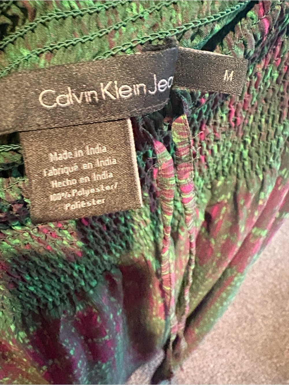 Calvin Klein beautiful Green & Purple dress with Tie